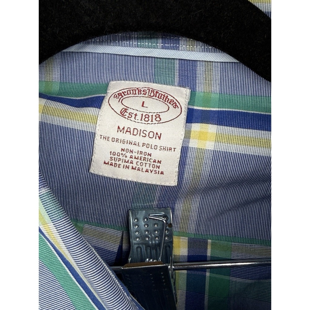 Brooks Brothers Men's Madison Blue Plaid Long Sleeve Button Down Shirt Size L - Picture 2 of 4